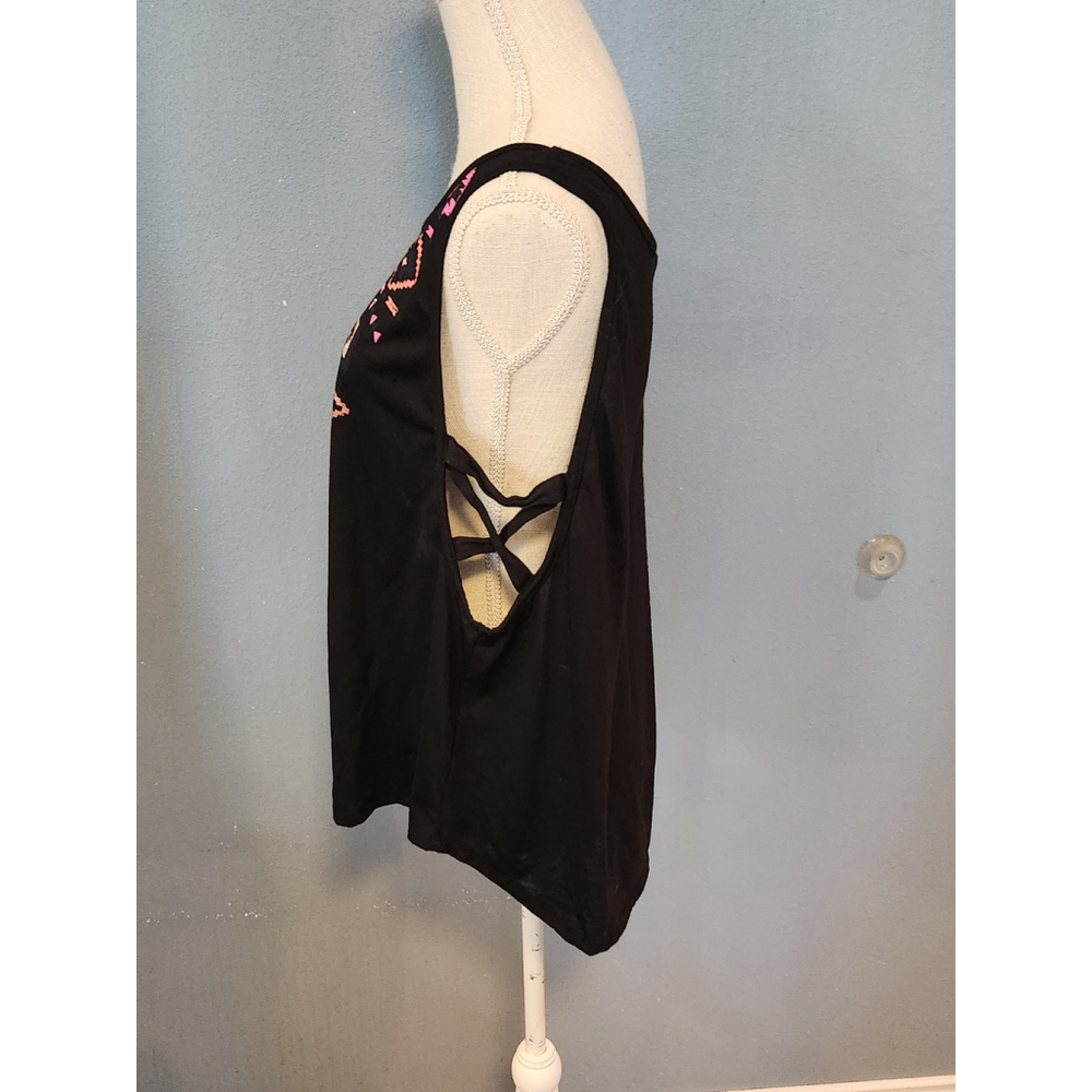No Boundaries neon Aztec southwest crisscross detail high-low hem tank top - Picture 3 of 8